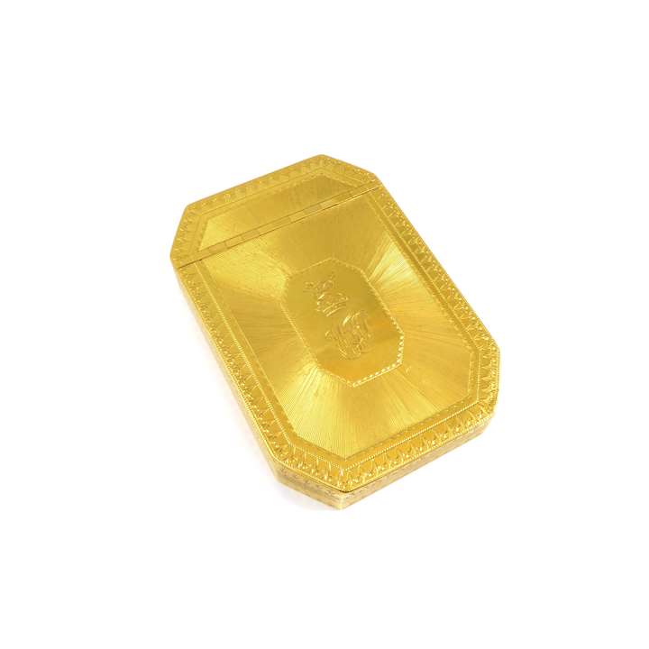 George III 18ct gold canted rectangular gold box by Cornelius Bland